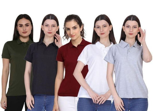 Ketex Cotton Polo Neck T-shirt (Pack Of 5)